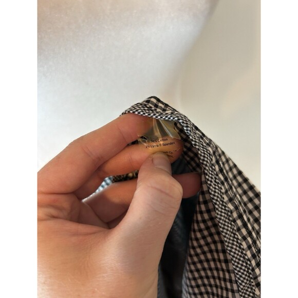 TALBOTS 14 Petite jacket blazer cotton checkered gingham black white Plaid - Picture 4 of 4